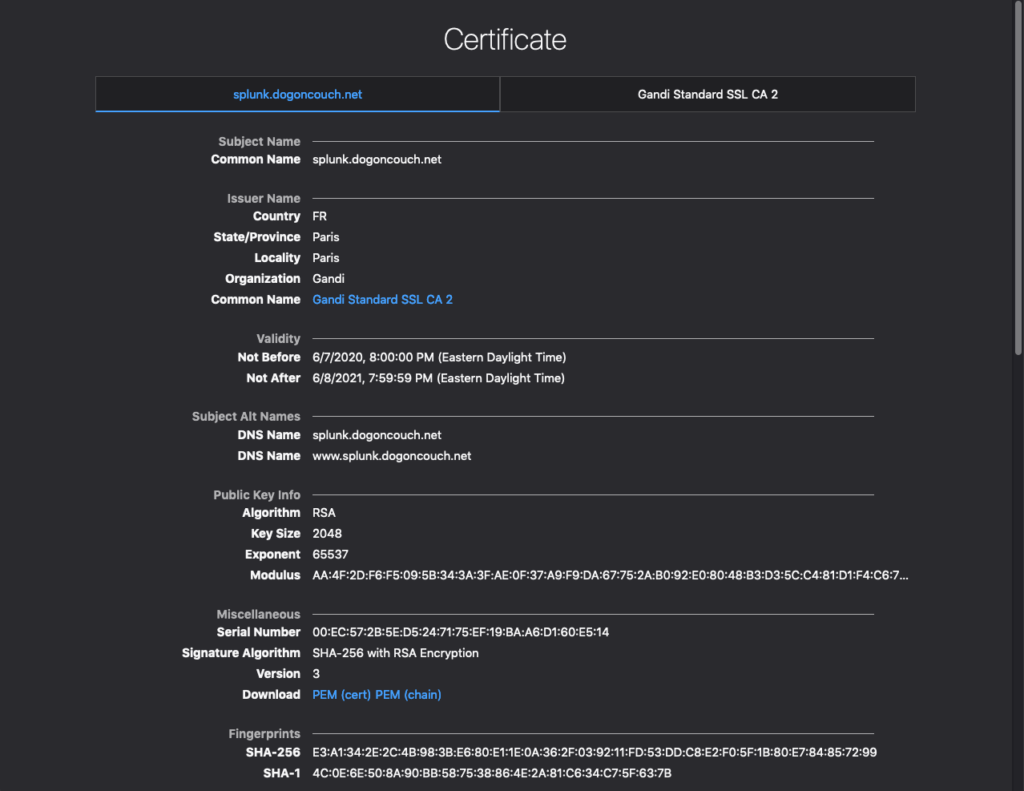 FireFox certificate contents view